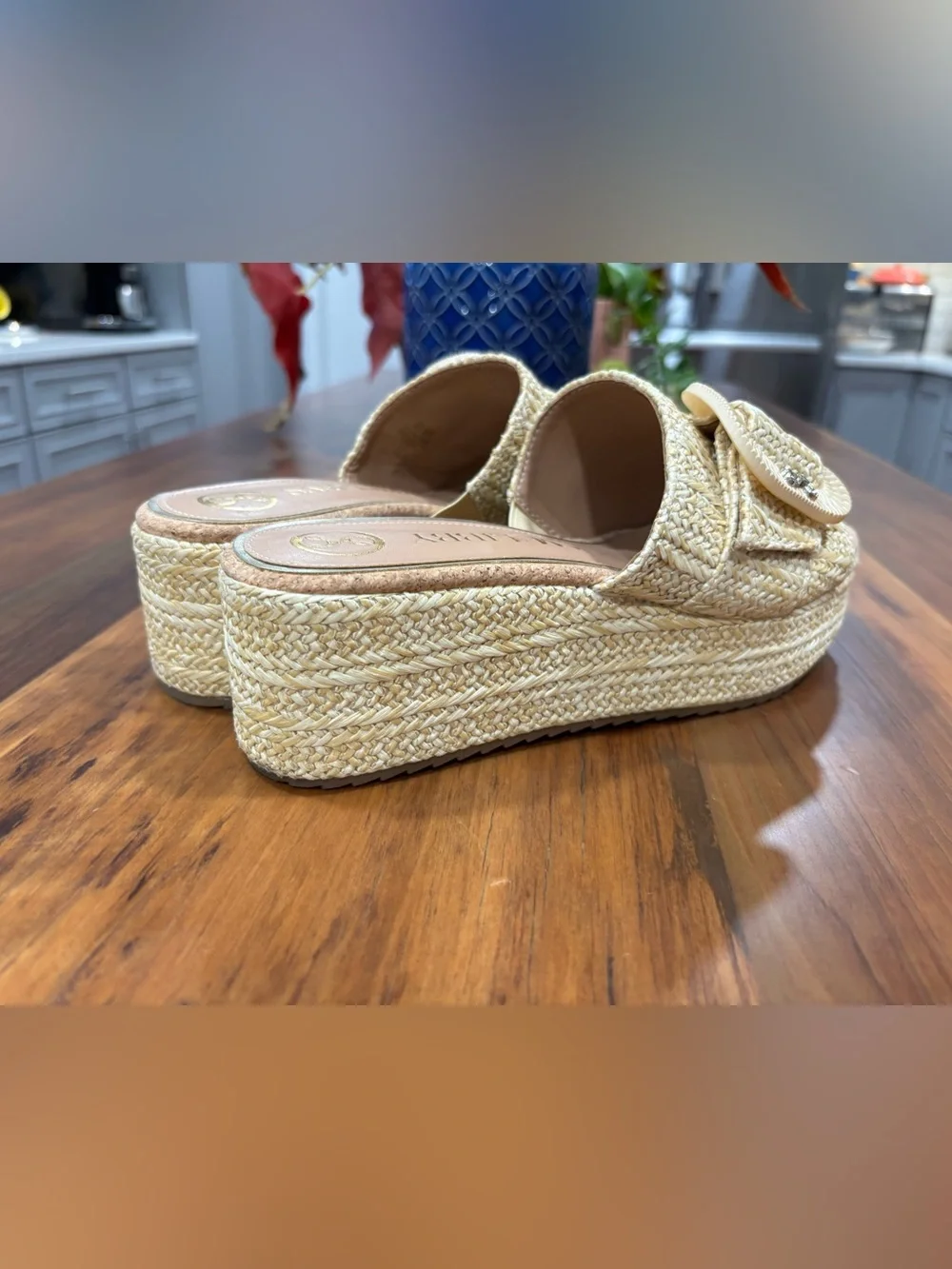 Sam & Libby Crysta Raffia Platform Sandals Cyprus Size 8